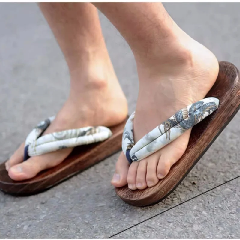 남성용 여름 게타 플랫 힐 플립플롭 창의적인 패션 나무 - Geta Wooden Sandal 리뷰 및 가격