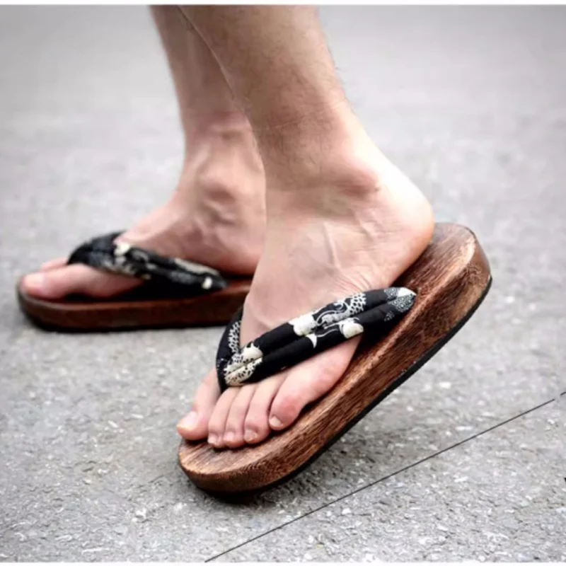 남성용 여름 게타 플랫 힐 플립플롭 창의적인 패션 나무 - Geta Wooden Sandal 리뷰 및 가격
